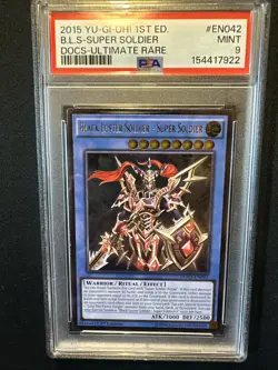 Yugioh! DOCS-EN042 Black Luster Soldier- Super Soldier 1st Ed UTR PSA 9 - Image 1