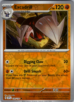 2024 Pokemon Surging Sparks Excadrill 109/191 Reverse Holo - Image 1