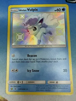 Alolan Vulpix SV8/SV94 Hidden Fates Shiny Sun Moon Pokemon Card - Image 1