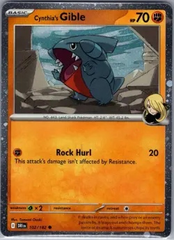 Cynthia's Gible (Cosmos Holo) 102/182 - Pokemon Card - NM - Image 1