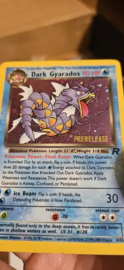 Pokemon Dark Gyarados Rare Holo Prerelease 8/82 70 HP Card 1999 English - Image 3