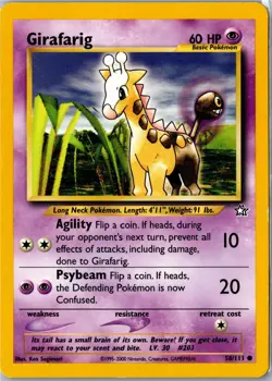 Pokemon Card - Girafarig 58/111 Neo Genesis Common Heavily Played - Image 1
