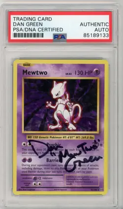 PSA Signed Dan Green Pokemon Mewtwo XY Evolutions Cracked Ice Holo Rare 51/108 - Image 1