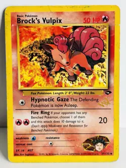 Brock's Vulpix Gold W Stamp Promo Pokemon Card Gym Challenge 37/132 2000 - Image 1