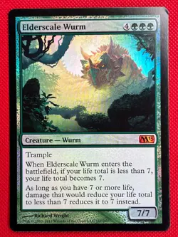 MTG Foil 1X Elderscale Wurm X1 Core Set 2013 Magic NM (with tiny top right kink) - Image 1