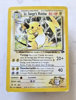 Pokemon Lt. Surge's Raichu Gym Challenge 1st Edition Rare 11/132 Wizards 2000 - Image 1