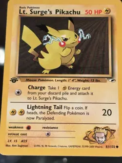 Pokemon TCG Lt. Surge's 1st Ed. Pikachu Gym Heroes W/ Raichu - Image 2