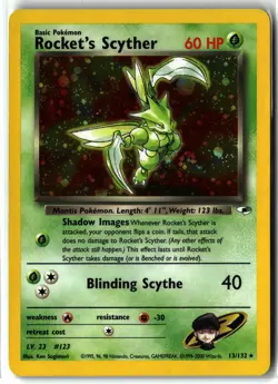 Rocket's Scyther ⭐ 13/132 Holo Rare Gym Heroes 2000 Pokemon LP - Image 1
