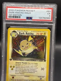 Pokemon Dark Raichu Team Rocket 1st Edition Holo Secret Rare #83 PSA 5 w/ SWIRL - Image 2