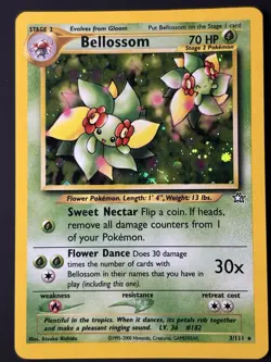 SWIRL Pokemon Bellossom Neo Genesis 3/111 Holo Foil Rare 2000 Pokemon TCG - Image 2