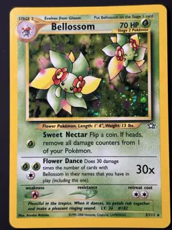 SWIRL Pokemon Bellossom Neo Genesis 3/111 Holo Foil Rare 2000 Pokemon TCG - Image 3