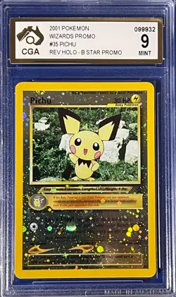 PICHU # 35 Reverse HOLO 2001 Pokemon Black Star Promo WOTC tcg CGA Graded 9 MINT - Image 1