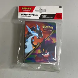 Pokemon TCG Mini Portfolio w/ Mega Charizard X & Mega Gengar - Holds 60 Cards! - Image 1