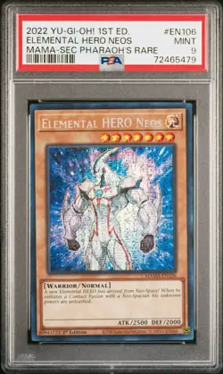 1x Yugioh 1st Edition Elemental Hero Neos MAMA-EN106 PSA 9 Secret Pharaoh's Rare - Image 1