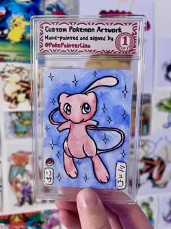 Mew ORIGINAL Watercolour Painted Pokemon Card - Image 1