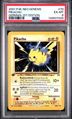 Pikachu #70 PSA 6 EX-MT German 1st Edition Neo Genesis 2001 Pokemon - Image 2