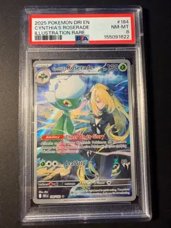 2025 POKEMON DRI EN-DESTINED RIVALS ILLUSTRATION RARE CYNTHIA'S ROSERADE PSA 9 - Image 1