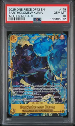 2025 ONE PIECE OP12-LEGACY OF THE MASTER ALTERNATE ART BARTHOLOMEW KUMA PSA 10 - Image 1