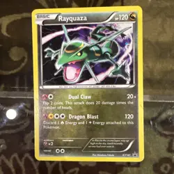 Rayquaza Basic Pokemon Card Dual Claw Dragon Blast. Holo, Rare. - Image 1