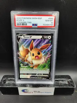 2020 POKEMON SWSH BLACK STAR PROMO #065 EEVEE V V POWERS TINS PSA 10 - Image 1