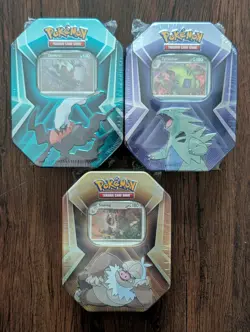 Pokemon Tyranitar Slaking Darkrai Triple Whammy Collectors Tin Set of 3 Sealed - Image 1