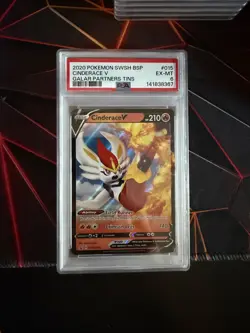 PSA 6 - 2020 Pokemon SWSH015 Promo Cinderace V Galar Partners Tins - Image 1