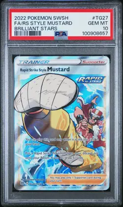 2022 Pokemon Sword-Shield Full Art RS Style Mustard Brilliant Stars #TG27 PSA 10 - Image 1