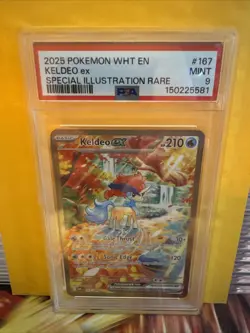 2025 POKEMON WHT EN-WHITE FLARE SPECIAL ILLUSTRATION RARE #167 KELDEO EX PSA 9 - Image 1