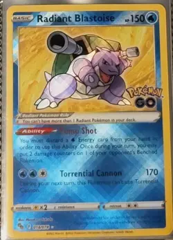 Pokemon TCG Radiant Blastoise card, from the Pokemon GO TCG Set. Ungraded. - Image 2