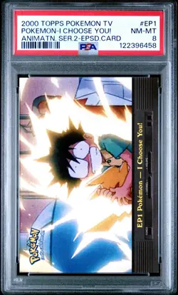 2000 TOPPS POKEMON TV ANIMATION SER 2 EPISODE CARDS POKEMON-I CHOOSE YOU! PSA 8 - Image 1