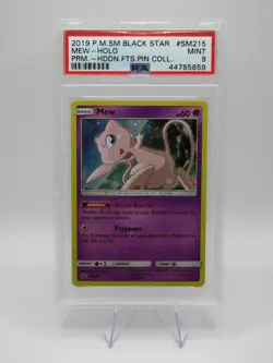 PSA 9 Mint 2019 P.M. SM Black Star Promo Mew Holo SM 215 Pokemon Card - Image 1