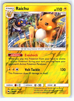 Raichu 041/147 Burning Shadows NM or LP Pokemon Card - Image 1