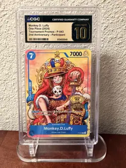 2024 ONE PIECE MONKEY D. LUFFY PROMO P-043 2ND ANNY CGC 10 PRISTINE SHIP NEXT DY - Image 1