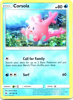 CORSOLA 36/149 UNCOMMON SM BASE SET POKEMON NM/M - Image 1