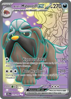 Arven's Mabosstiff ex 218/182 Ultra Rare Destined Rivals Pokemon Near Mint - Image 1