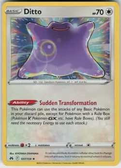 Ditto 107/159 Rare Crown Zenith Pokemon Holo Near Mint - Image 1