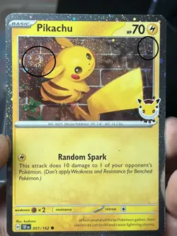 Pokemon Pikachu 051/162 Stamped Pokemon Day 2026 Cosmos Holo Double Swirl 🌀🌀 - Image 1