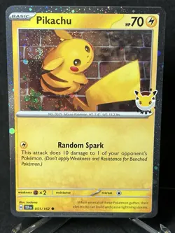 Pokemon Pikachu 051/162 Stamped Pokemon Day 2026 Cosmos Holo Double Swirl 🌀🌀 - Image 2