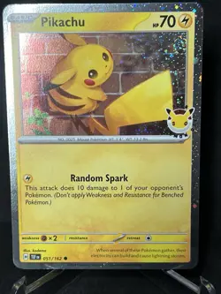Pokemon Pikachu 051/162 Stamped Pokemon Day 2026 Cosmos Holo Double Swirl 🌀🌀 - Image 3