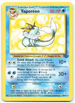 Vaporeon 28 Moderately Played 64 Jungle Rare Unlimited Pokemon - Image 1