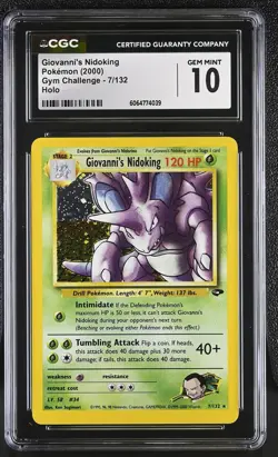 CGC 10 GEM MINT Giovanni's Nidoking 2000 Gym Challenge 7/132 Holo Pokemon Card - Image 1