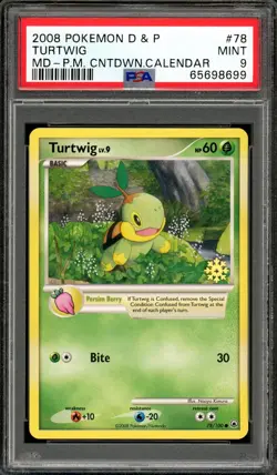 Pokemon Card Turtwig 78/100 Countdown Calendar Snowflake Promo PSA 9 MINT - Image 1