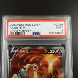 PSA 9 Entei V GG36/GG70 Pokemon Crown Zenith Full Art Holo Graded Card - Image 2