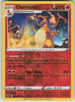 Pokemon TCG Charizard Rare Reverse Holo SWSH04: Vivid Voltage 025/185 - Image 1