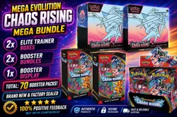 PRESALE Pokemon Chaos Rising Bundle1 Booster Box, 2 PC ETB’s & 2 Booster Bundles - Image 1