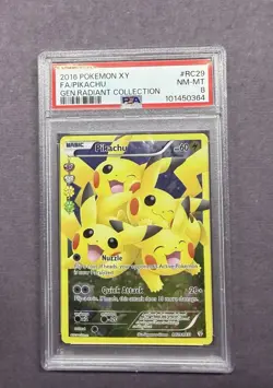 2016 POKEMON XY GENERATIONS RADIANT COLLECTION #RC29 FULL ART/PIKACHU PSA 8 - Image 1
