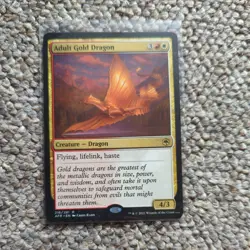 Adult Gold Dragon Card Adventures In The Forgotten Realms MTG Regular AFR R - Image 1