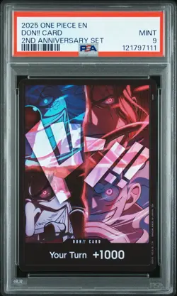 2025 ONE PIECE ENGLISH VERSION 2ND ANNIVERSARY SET DON!! CARD PSA 9 - Image 1