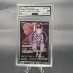 Team Rocket's Mewtwo ex Pokemon (2025) Destined Rival 213/182 AGS GEM MINT 10 - Image 1