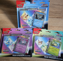 Pokemon TCG Prismatic Evolutions Tech Sticker Collection 3-Pack Promo Eevee - Image 1